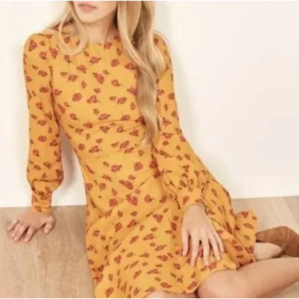 REFORMATION Josephine Midi Dress Floral Puff Long Sleeve Crew Neck Maxi, Amelia - Picture 3 of 15